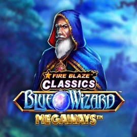 Fire Blaze Blue Wizard Megaways slot visual from Rarestone Gaming available on betpandaa.com